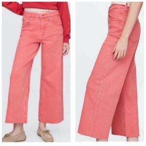 GAP high rise stride ankle wide leg jeans in fresh coral pink orange size 26 2